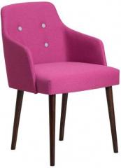 CasaCraft Calascio Buttoned Arm Chair in Pink Colour with Cappucino Legs