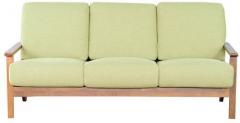 CasaCraft Callao Green Three Seater Sofa in Light Walnut Finish