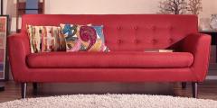 CasaCraft Carlito Three Seater Sofa in Red Colour