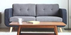 CasaCraft Cassia Two Seater Sofa in Grey and Dark Blue Colour