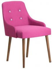CasaCraft Celano Buttoned Arm Chair in Pink Colour with Cocoa Legs