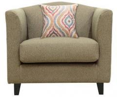 CasaCraft Florianopolis Single Seater Sofa with Throw Pillows in Fawn Colour