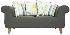 CasaCraft Gilberto Two Seater Sofa with Throw Cushions in Charcoal Grey Colour