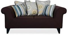 CasaCraft Gilberto Two Seater Sofa with Throw Cushions in Chestnut Brown Colour