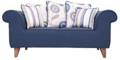 CasaCraft Gilberto Two Seater Sofa with Throw Cushions in Teal Blue Colour
