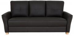 CasaCraft Lenora Half Leather Three Seater Sofa in Brown Colour