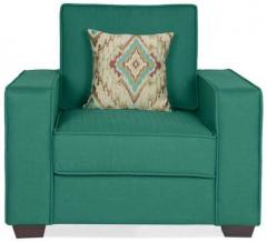 CasaCraft Oritz One Seater Sofa with Throw Cushions in Jade Colour