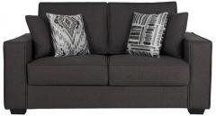 CasaCraft Oritz Two Seater Sofa with Throw Cushions in Charcoal Grey Colour