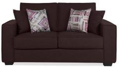 CasaCraft Oritz Two Seater Sofa with Throw Cushions in Chestnut Brown Colour