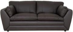 CasaCraft Zeus Half Leather Three Seater Sofa in Brown Colour