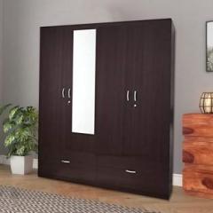 Caspian Wooden Almirah with Locker & drawers Hanging Space for Clothes Engineered Wood 4 Door Wardrobe