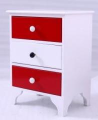 Cherry Wood Bedside End Table with 3 Drawer for Living Room Engineered Wood Bedside Table