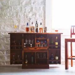 Cherry Wood Sheesham Wood Bar Cabinet Rack Hard and Soft Drinks Storage Cabinets Furniture Wine Wisky Scotch All Type Drinks Bar Cabinet for Living Room Solid Wood Bar Cabinet