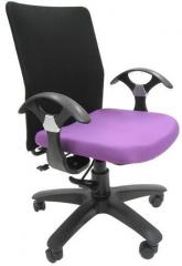 Chromecraft Geneva Desktop Chrome Office Ergonomic Chair in Black & Purple Colour
