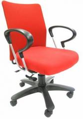 Chromecraft Geneva Desktop Chrome Office Ergonomic Chair in Red Colour