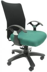 Chromecraft Geneva Desktop T Black Office Ergonomic Chair in Green Colour