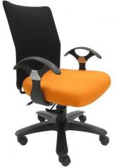 Chromecraft Geneva Desktop T Black Office Ergonomic Chair in Orange Colour