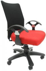 Chromecraft Geneva Desktop T Black Office Ergonomic Chair in Red Colour