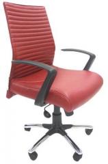 ChromeCraft Leatherette Medium Back Executive Chair in Red Colour