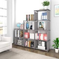 Citroda Plastic 9 Book Shelf Alloy Steel Cabinet Shelve for Books Storage Rack Organizer Metal Open Book Shelf