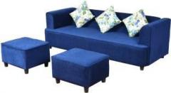 Cloud9 Leatherette 3 + 1 + 1 Blue Sofa Set