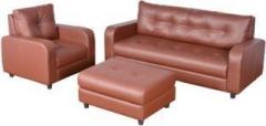 Cloud9 Marina Three Seater sofa set Leatherette 3 + 1 Brown Sofa Set