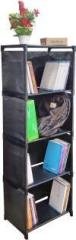 Cmerchants BLACK SHELF BOOK CABINET HOME CARE 5 LAYER Metal Semi Open Book Shelf