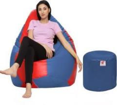 Coaster Shine XXL Artificial Leather Teardrop & Footstool Combo Filled With 2.5 Kg Beans Teardrop Bean Bag With Bean Filling