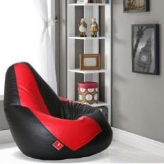 Comfybean XL Bean Bag with Free Bean Footrest Black & Red Bean Bag With Bean Filling