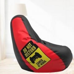 Comfybean XL Designer Bean Bag Filled with Beans Printed Do not Disturb Red & Black Teardrop Bean Bag With Bean Filling