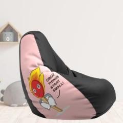 Comfybean XL Designer Bean Bag Filled with Beans Printed Great Things Start Pink & Black Teardrop Bean Bag With Bean Filling