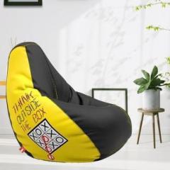 Comfybean XL Designer Bean Bag Filled with Beans Printed Outside the Box Yellow & Black Teardrop Bean Bag With Bean Filling