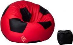 Comfybean XL Football Bean Bag with Free Bean Footrest Red & Black Body Fitter Bean Bag With Bean Filling