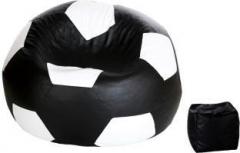Comfybean XXL Football Bean Bag with Bean Footrest Black & White Body Fitter Bean Bag With Bean Filling
