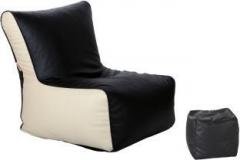 Comfybean XXL Footrest Cream Bean Bag Chair With Bean Filling