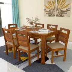 Custom Decor Back Cut Premium Dining Room Furniture Wooden Dining Table with 6 Chairs Solid Wood 6 Seater Dining Set Solid Wood 6 Seater Dining Set