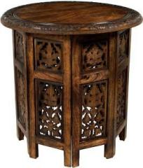Decorhand Wooden Handcrafted Carved Solid Folding Brown Coffee Table Solid Wood Side Table
