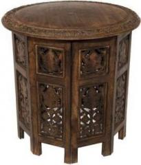 Decorhand Wooden Handcrafted Carved Solid Folding Coffee Table Solid Wood Side Table Solid Wood Side Table