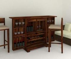 Demiwall Wooden Bar Cabinet for Wine Bottle and Glass Storage for Home Furniture Solid Wood Bar Cabinet