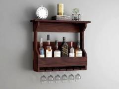 Deuba JORDEN WALNUT WALL HANGING BAR Solid Wood Bar Cabinet