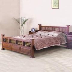 Devki Interiors Karigari Solid Wood King Size Bed Without Storage Solid Wood King Bed