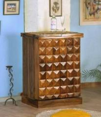 Devkiinteriors Wooden Bar Cabinet for Home with Storage Wine Storage Rack with Drawer Mini Bar Solid Wood Bar Cabinet