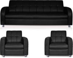 Dolphin Atlanta Leatherette 3 + 1 + 1 Black Sofa Set
