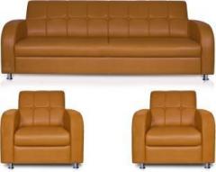 Dolphin Atlanta Leatherette 3 + 1 + 1 Brown Sofa Set