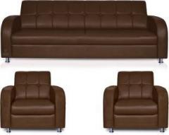 Dolphin Leatherette 3 + 1 + 1 Brown Sofa Set