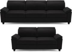 Dolphin Oxford Leatherette 3 + 2 Black Sofa Set