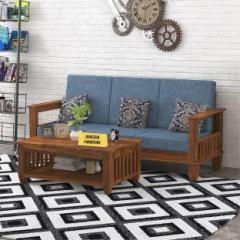 Douceur Furnitures Solid Sheesham Wood Three Seater Sofa For Living Room / Hotel. Fabric 3 Seater Sofa