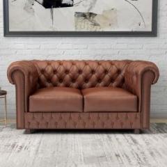 Durian Elton Brown Leatherette 2 Seater Sofa
