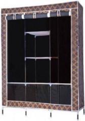 Elegantshopping Made in India 4.1 Feet Portable Triple Door Storage Polyester Collapsible Wardrobe