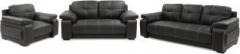 Evok Marina Leatherette 3 + 2 + 1 Black Sofa Set